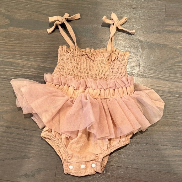 Tan Ruffled TuTu Infant Romper - Picture 1 of 2